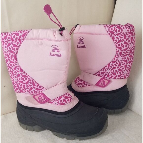 Kamik Winter Snow Boots woman 6 insulated slip-on pink removable liner preowned - Picture 2 of 12
